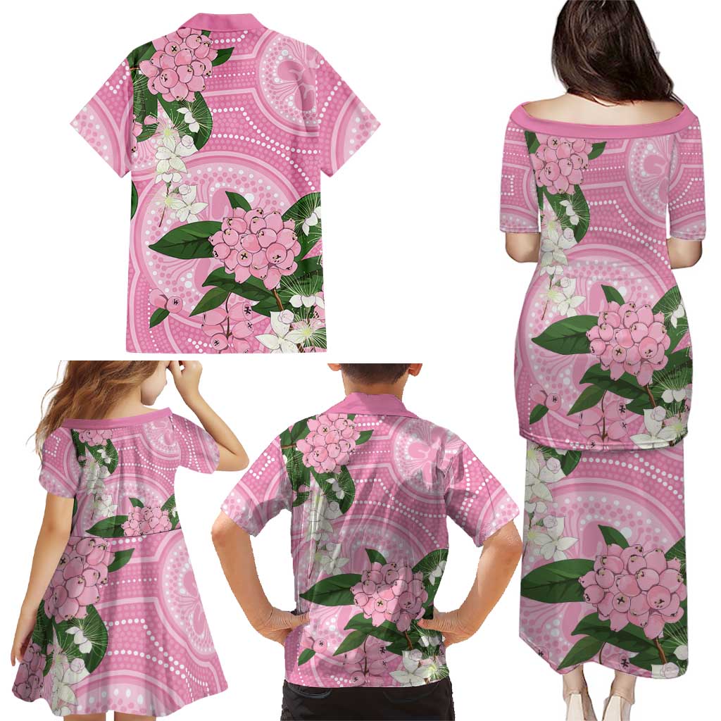 Australia Lilly Pilly Riberry Family Matching Puletasi and Hawaiian Shirt Aussie Native Flowers Indigenous Art - Aussie Hoodie