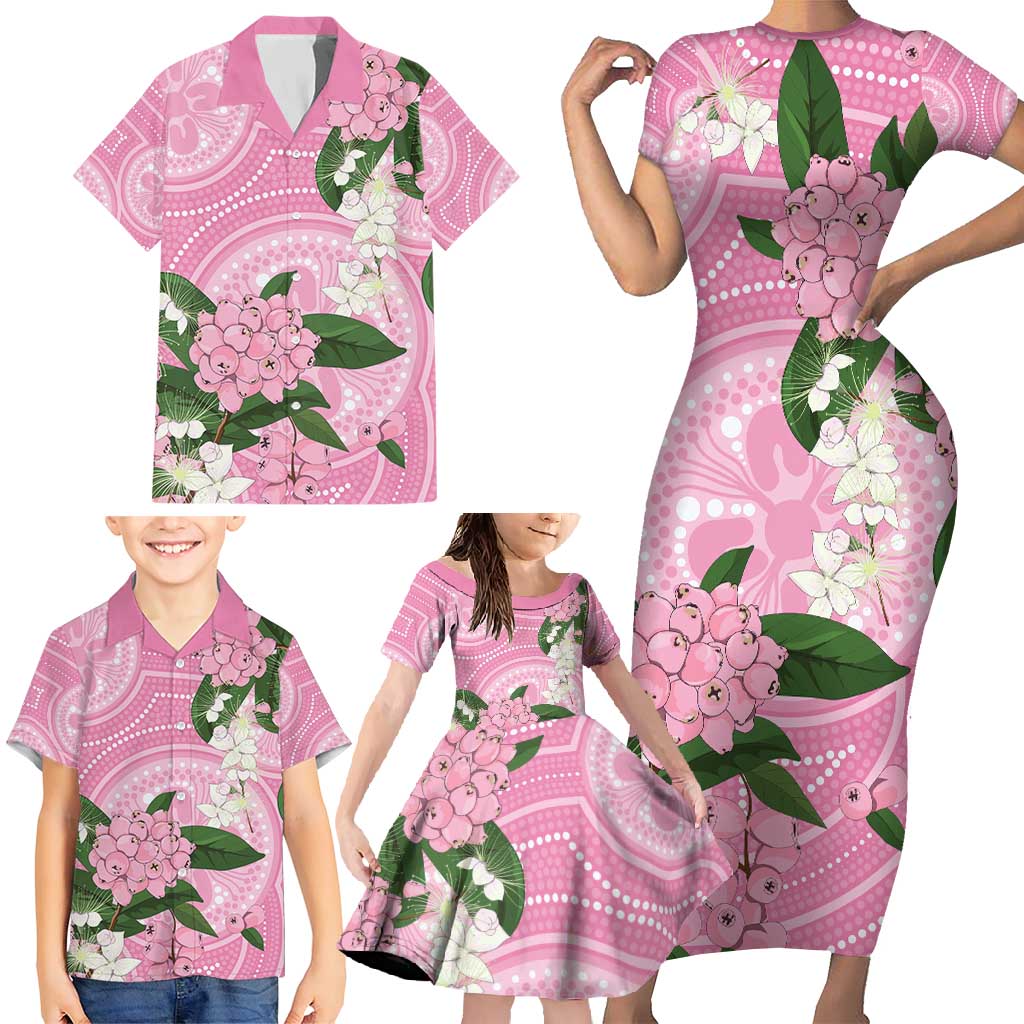 Australia Lilly Pilly Riberry Family Matching Short Sleeve Bodycon Dress and Hawaiian Shirt Aussie Native Flowers Indigenous Art - Aussie Hoodie