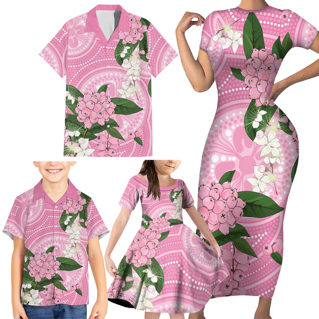Australia Lilly Pilly Riberry Family Matching Short Sleeve Bodycon Dress and Hawaiian Shirt Aussie Native Flowers Indigenous Art - Aussie Hoodie