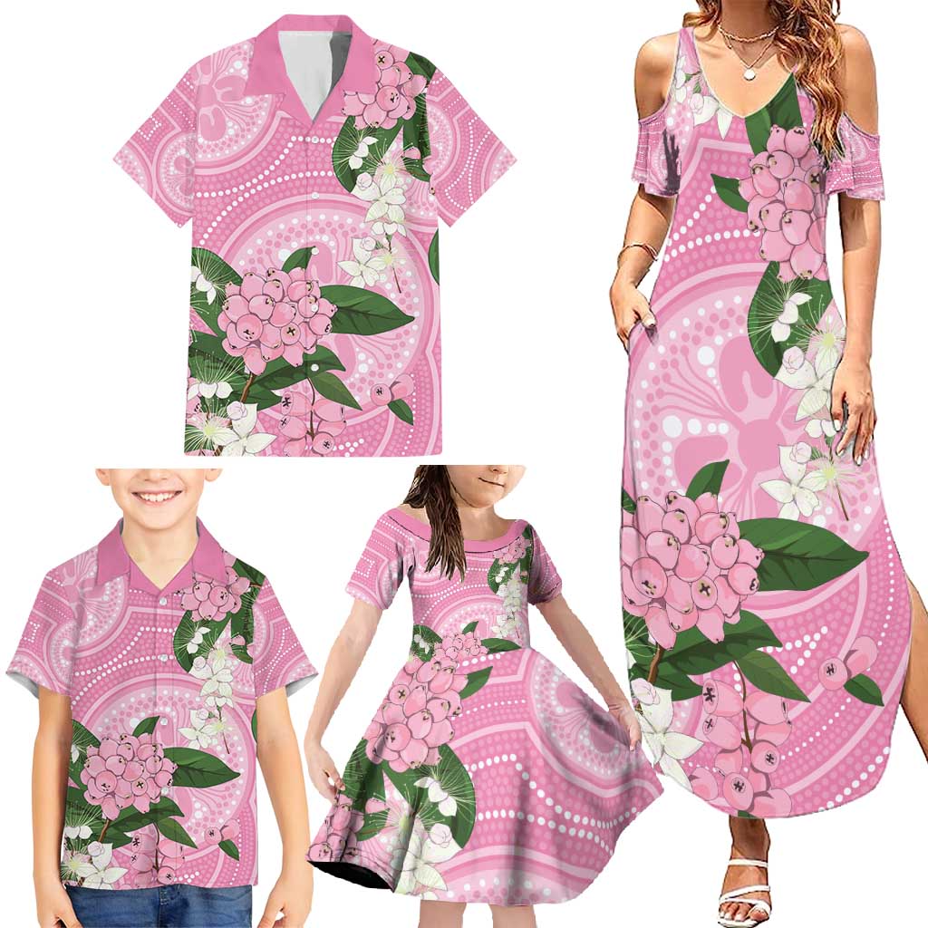 Australia Lilly Pilly Riberry Family Matching Summer Maxi Dress and Hawaiian Shirt Aussie Native Flowers Indigenous Art - Aussie Hoodie