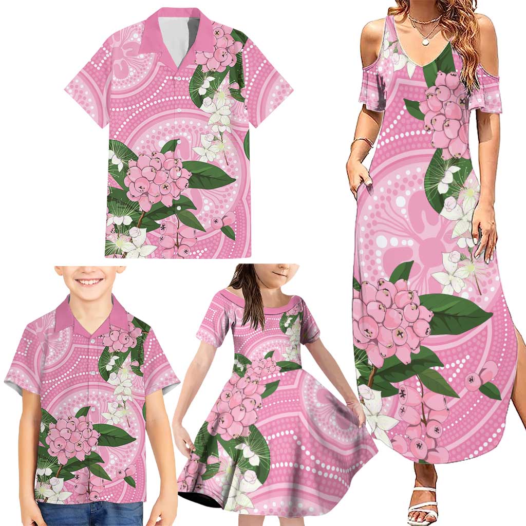 Australia Lilly Pilly Riberry Family Matching Summer Maxi Dress and Hawaiian Shirt Aussie Native Flowers Indigenous Art - Aussie Hoodie