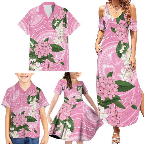 Australia Lilly Pilly Riberry Family Matching Summer Maxi Dress and Hawaiian Shirt Aussie Native Flowers Indigenous Art - Aussie Hoodie