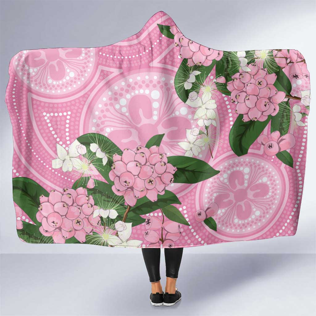 Australia Lilly Pilly Riberry Hooded Blanket Aussie Native Flowers Indigenous Art - Aussie Hoodie