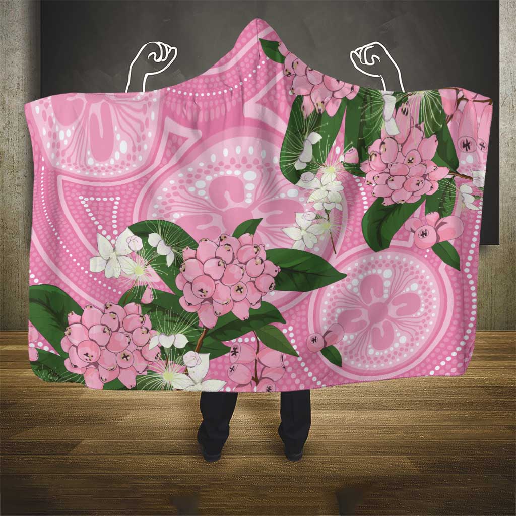 Australia Lilly Pilly Riberry Hooded Blanket Aussie Native Flowers Indigenous Art - Aussie Hoodie