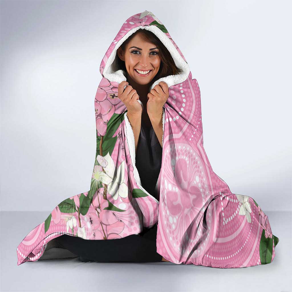 Australia Lilly Pilly Riberry Hooded Blanket Aussie Native Flowers Indigenous Art - Aussie Hoodie