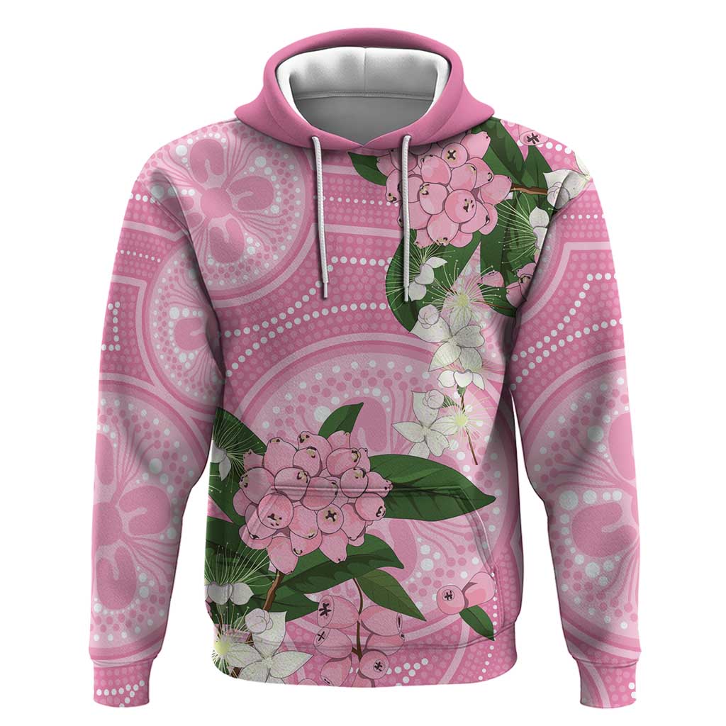Australia Lilly Pilly Riberry Hoodie Aussie Native Flowers Indigenous Art - Aussie Hoodie