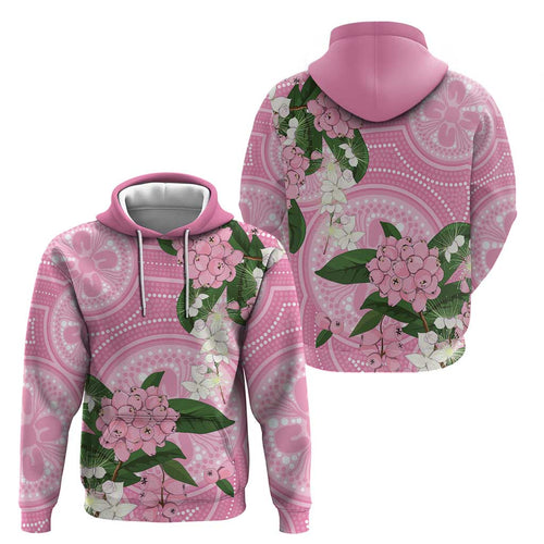 Australia Lilly Pilly Riberry Hoodie Aussie Native Flowers Indigenous Art - Aussie Hoodie