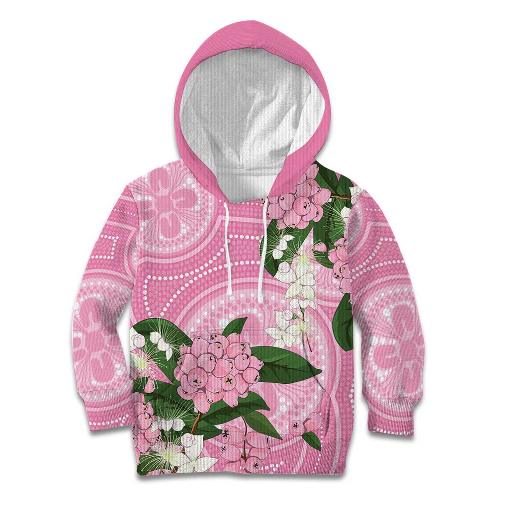 Australia Lilly Pilly Riberry Kid Hoodie Aussie Native Flowers Indigenous Art - Aussie Hoodie