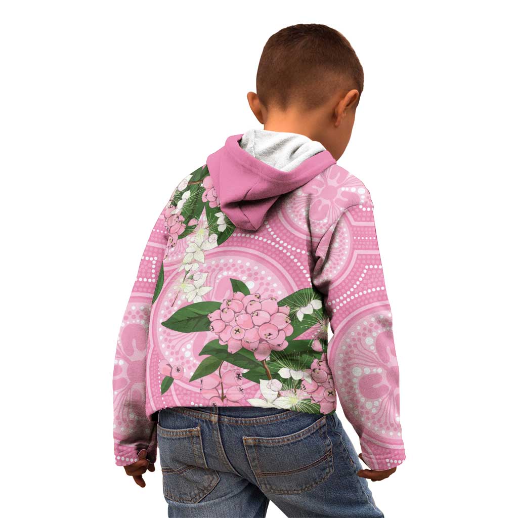 Australia Lilly Pilly Riberry Kid Hoodie Aussie Native Flowers Indigenous Art - Aussie Hoodie