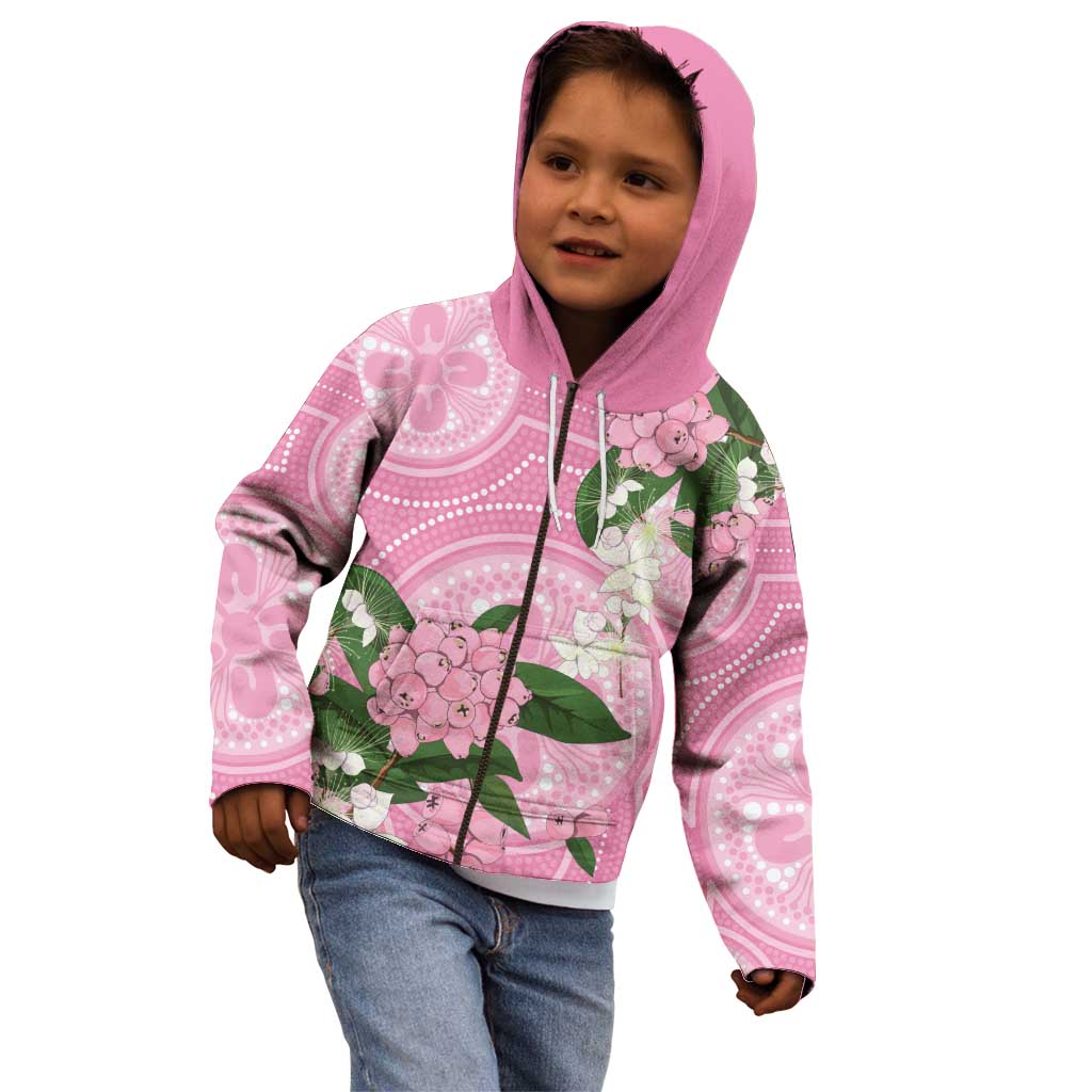 Australia Lilly Pilly Riberry Kid Hoodie Aussie Native Flowers Indigenous Art - Aussie Hoodie
