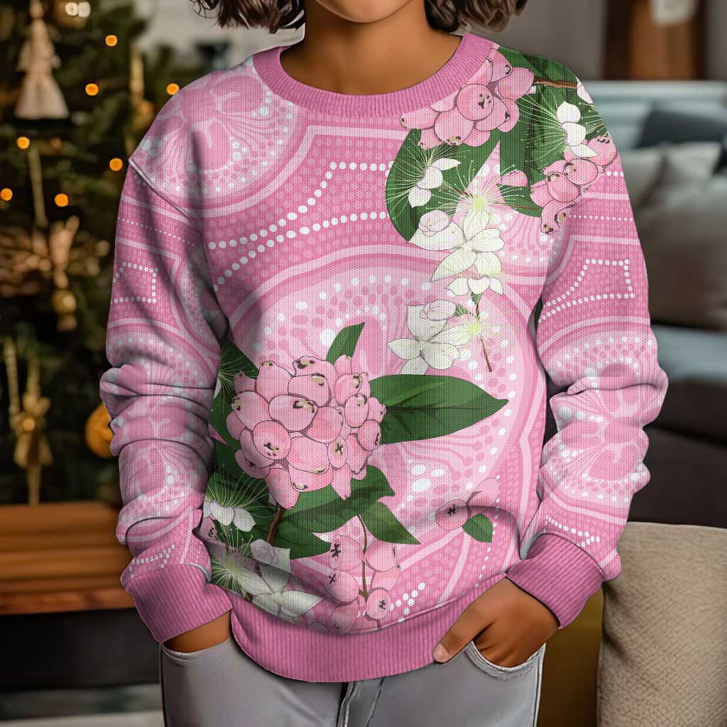 Australia Lilly Pilly Riberry Kid Ugly Christmas Sweater Aussie Native Flowers Indigenous Art - Aussie Hoodie