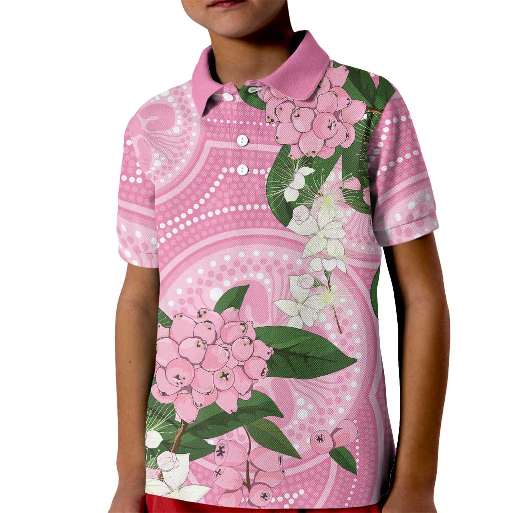 Australia Lilly Pilly Riberry Kid Polo Shirt Aussie Native Flowers Indigenous Art - Aussie Hoodie