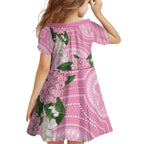 Australia Lilly Pilly Riberry Kid Short Sleeve Dress Aussie Native Flowers Indigenous Art - Aussie Hoodie