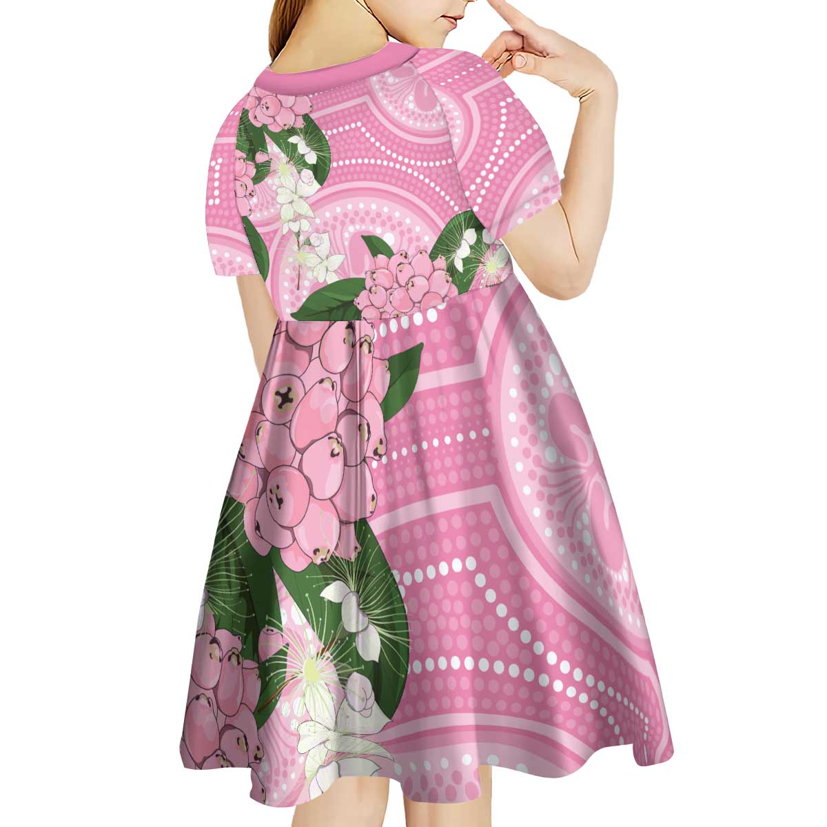 Australia Lilly Pilly Riberry Kid Short Sleeve Dress Aussie Native Flowers Indigenous Art - Aussie Hoodie
