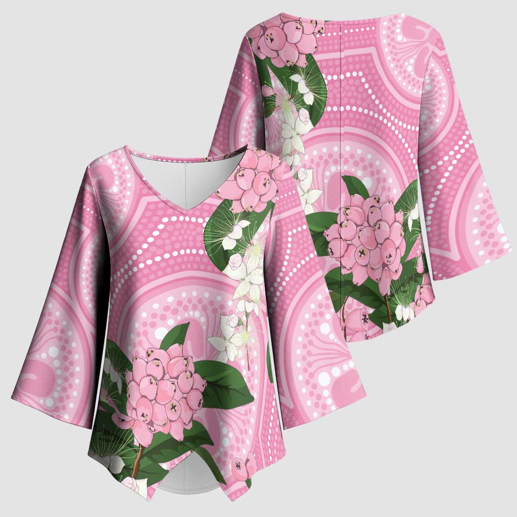 Australia Lilly Pilly Riberry Kimono Sleeve Blouse Aussie Native Flowers Indigenous Art - Aussie Hoodie