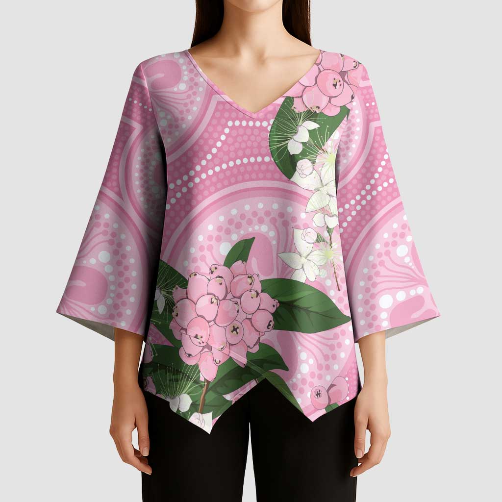 Australia Lilly Pilly Riberry Kimono Sleeve Blouse Aussie Native Flowers Indigenous Art - Aussie Hoodie