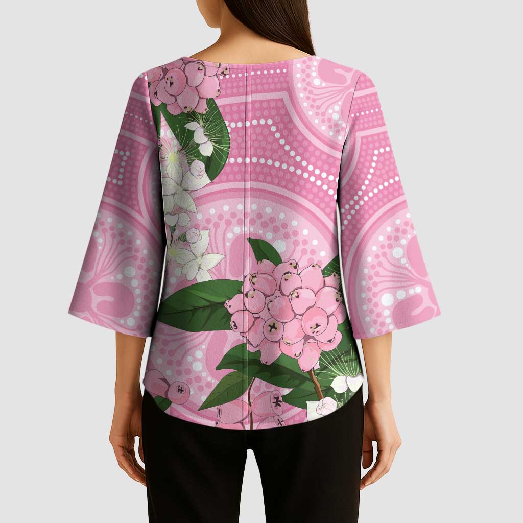 Australia Lilly Pilly Riberry Kimono Sleeve Blouse Aussie Native Flowers Indigenous Art - Aussie Hoodie