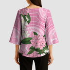 Australia Lilly Pilly Riberry Kimono Sleeve Blouse Aussie Native Flowers Indigenous Art - Aussie Hoodie