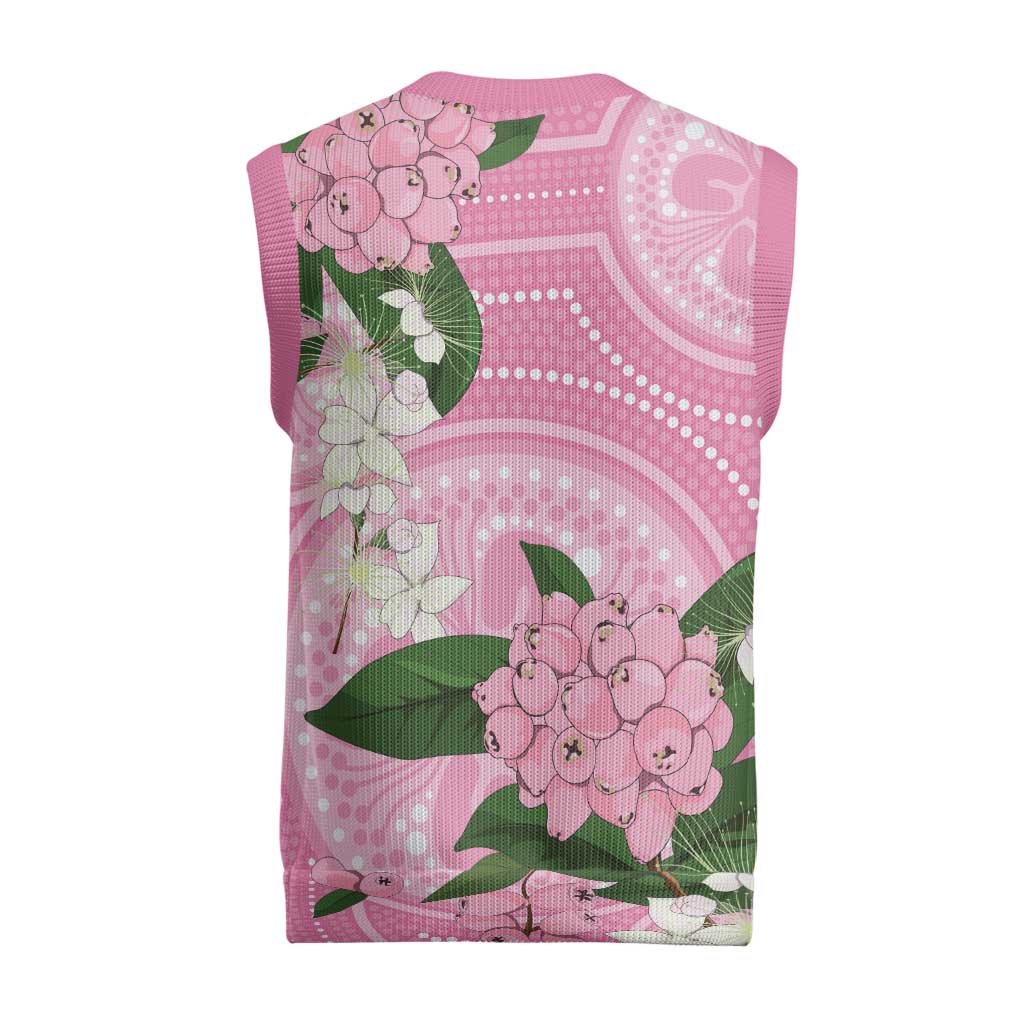 Australia Lilly Pilly Riberry Christmas Knitted V-Neck Vest Aussie Native Flowers Indigenous Art - Aussie Hoodie