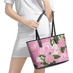 Australia Lilly Pilly Riberry Leather Tote Bag Aussie Native Flowers Indigenous Art - Aussie Hoodie