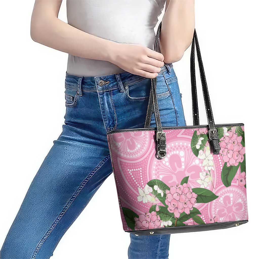 Australia Lilly Pilly Riberry Leather Tote Bag Aussie Native Flowers Indigenous Art - Aussie Hoodie