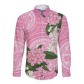 Australia Lilly Pilly Riberry Long Sleeve Button Shirt Aussie Native Flowers Indigenous Art - Aussie Hoodie