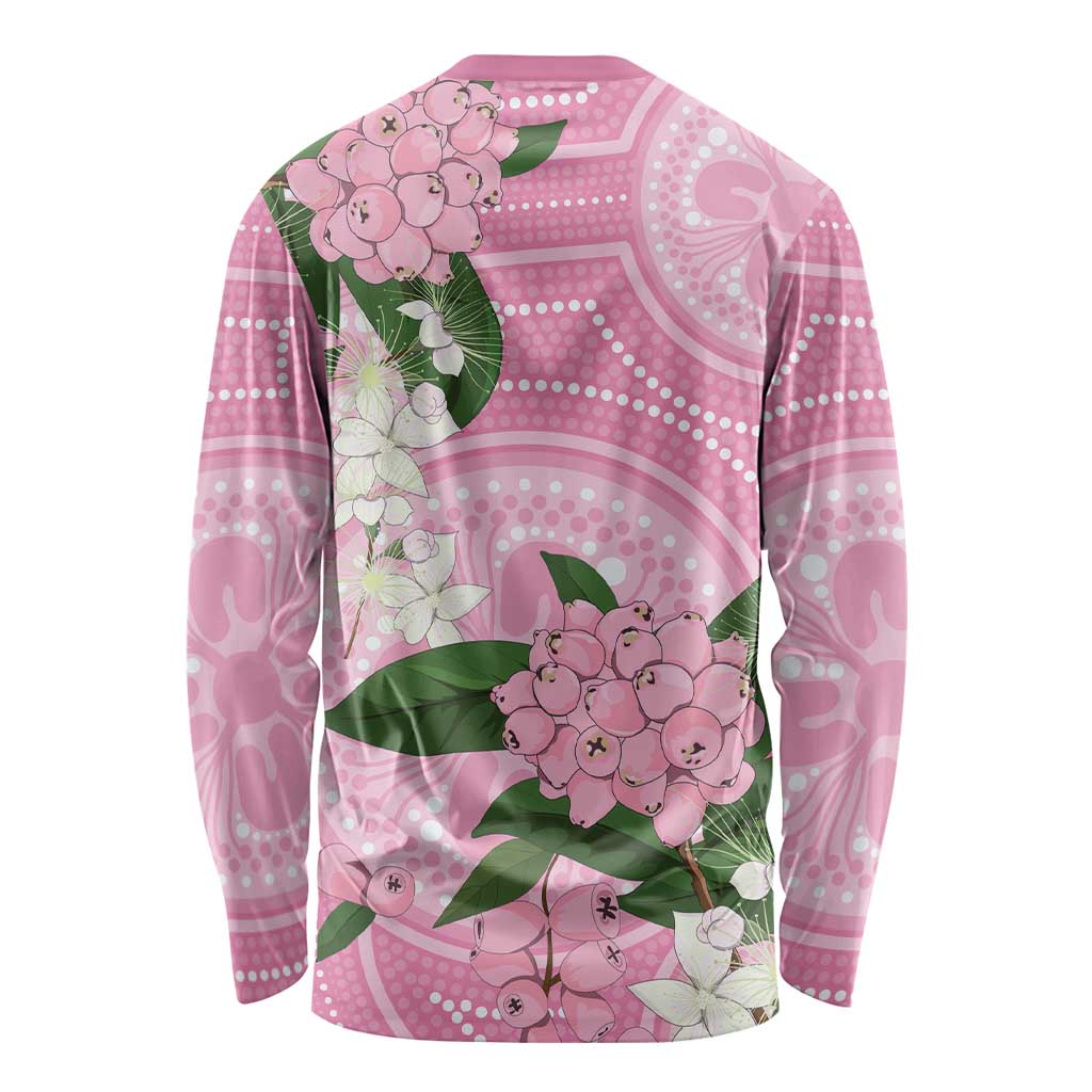 Australia Lilly Pilly Riberry Long Sleeve Shirt Aussie Native Flowers Indigenous Art - Aussie Hoodie