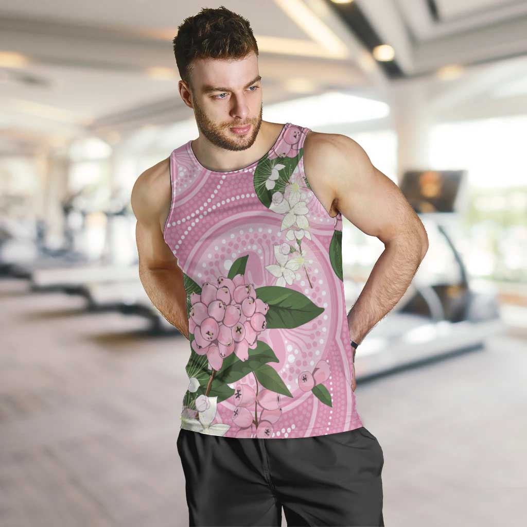 Australia Lilly Pilly Riberry Men Tank Top Aussie Native Flowers Indigenous Art - Aussie Hoodie