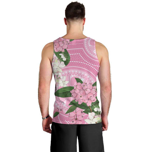 Australia Lilly Pilly Riberry Men Tank Top Aussie Native Flowers Indigenous Art - Aussie Hoodie