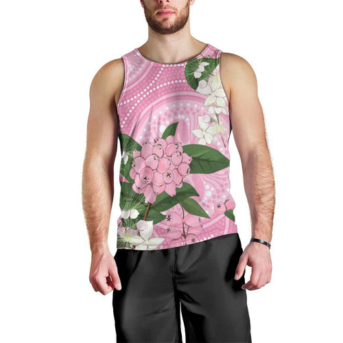 Australia Lilly Pilly Riberry Men Tank Top Aussie Native Flowers Indigenous Art - Aussie Hoodie