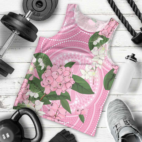 Australia Lilly Pilly Riberry Men Tank Top Aussie Native Flowers Indigenous Art - Aussie Hoodie