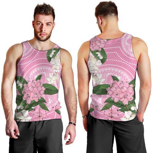 Australia Lilly Pilly Riberry Men Tank Top Aussie Native Flowers Indigenous Art - Aussie Hoodie