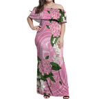 Australia Lilly Pilly Riberry Off Shoulder Maxi Dress Aussie Native Flowers Indigenous Art - Aussie Hoodie