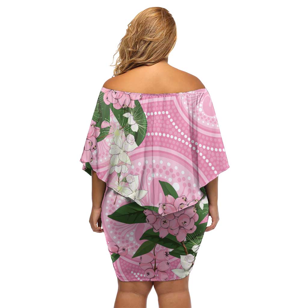 Australia Lilly Pilly Riberry Off Shoulder Short Dress Aussie Native Flowers Indigenous Art - Aussie Hoodie