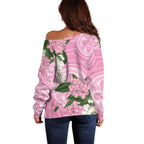 Australia Lilly Pilly Riberry Off Shoulder Sweater Aussie Native Flowers Indigenous Art - Aussie Hoodie