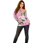 Australia Lilly Pilly Riberry Off Shoulder Sweater Aussie Native Flowers Indigenous Art - Aussie Hoodie