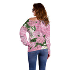 Australia Lilly Pilly Riberry Off Shoulder Sweater Aussie Native Flowers Indigenous Art - Aussie Hoodie