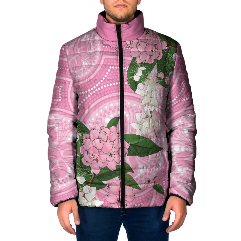 Australia Lilly Pilly Riberry Padded Jacket Aussie Native Flowers Indigenous Art - Aussie Hoodie