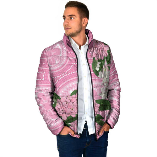 Australia Lilly Pilly Riberry Padded Jacket Aussie Native Flowers Indigenous Art - Aussie Hoodie