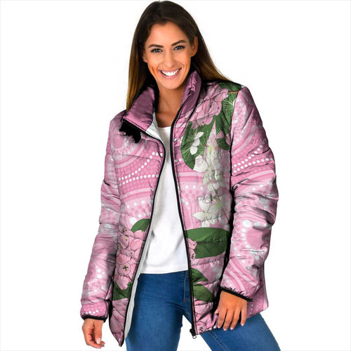 Australia Lilly Pilly Riberry Padded Jacket Aussie Native Flowers Indigenous Art - Aussie Hoodie