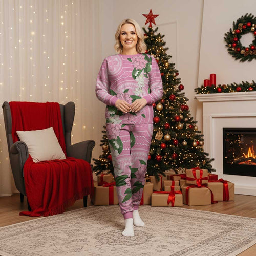 Australia Lilly Pilly Riberry Christmas Pajama Set Aussie Native Flowers Indigenous Art - Aussie Hoodie