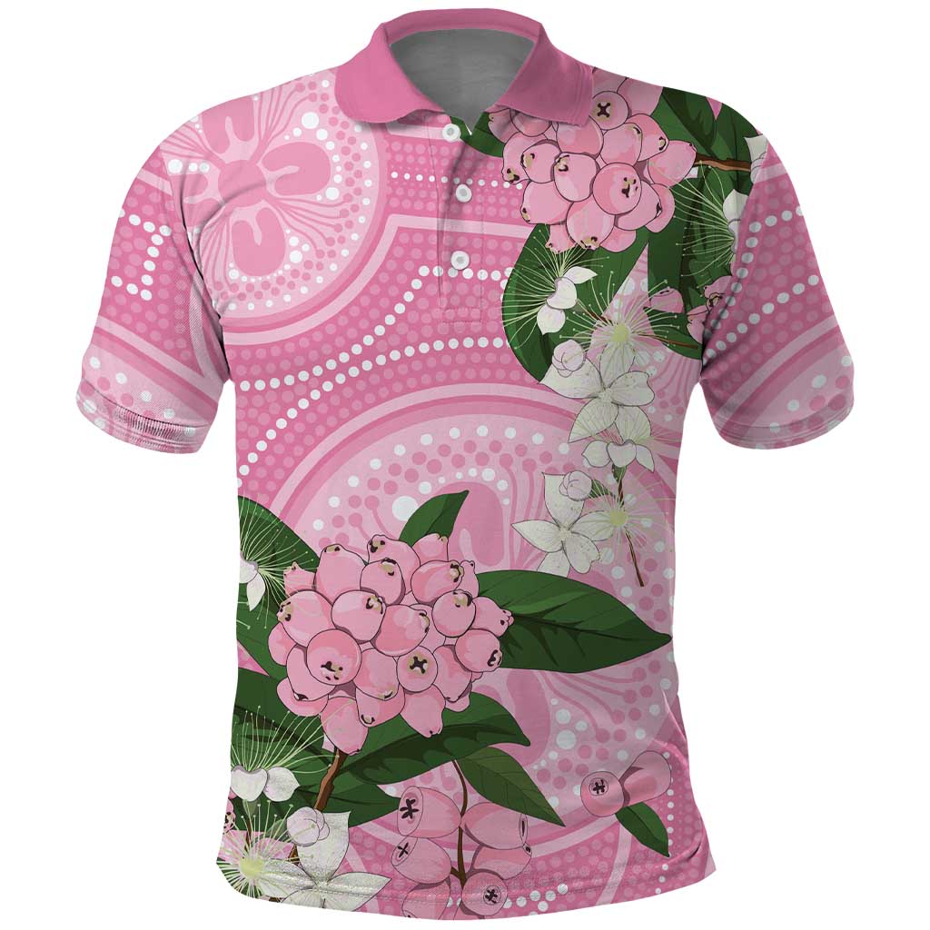 Australia Lilly Pilly Riberry Polo Shirt Aussie Native Flowers Indigenous Art - Aussie Hoodie
