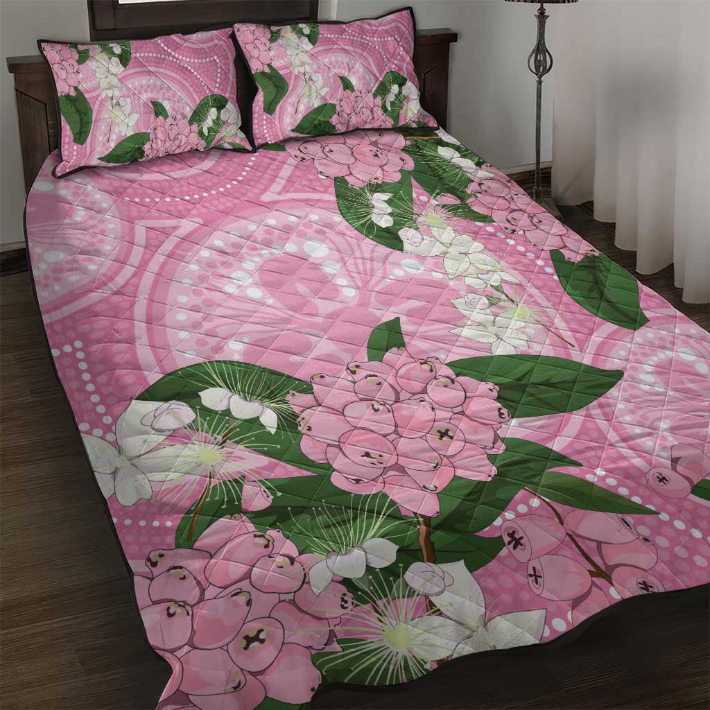 Australia Lilly Pilly Riberry Quilt Bed Set Aussie Native Flowers Indigenous Art - Aussie Hoodie