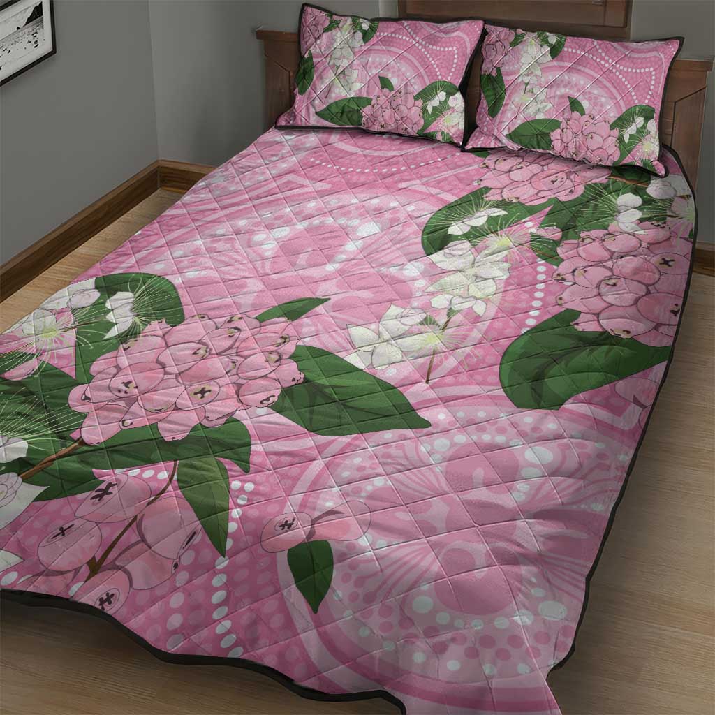 Australia Lilly Pilly Riberry Quilt Bed Set Aussie Native Flowers Indigenous Art - Aussie Hoodie