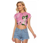 Australia Lilly Pilly Riberry Raglan Cropped T Shirt Aussie Native Flowers Indigenous Art - Aussie Hoodie
