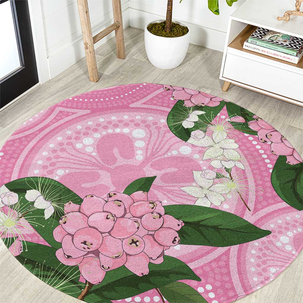 Australia Lilly Pilly Riberry Round Carpet Aussie Native Flowers Indigenous Art - Aussie Hoodie