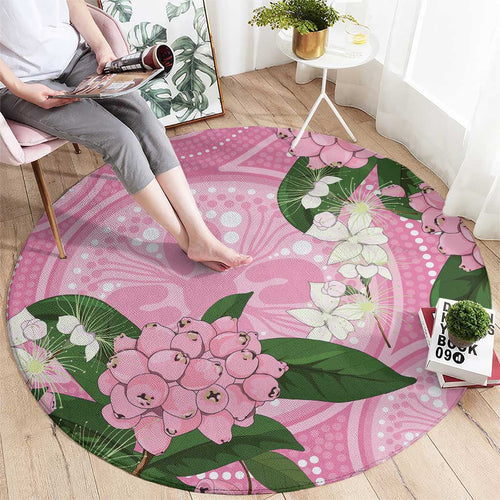 Australia Lilly Pilly Riberry Round Carpet Aussie Native Flowers Indigenous Art - Aussie Hoodie