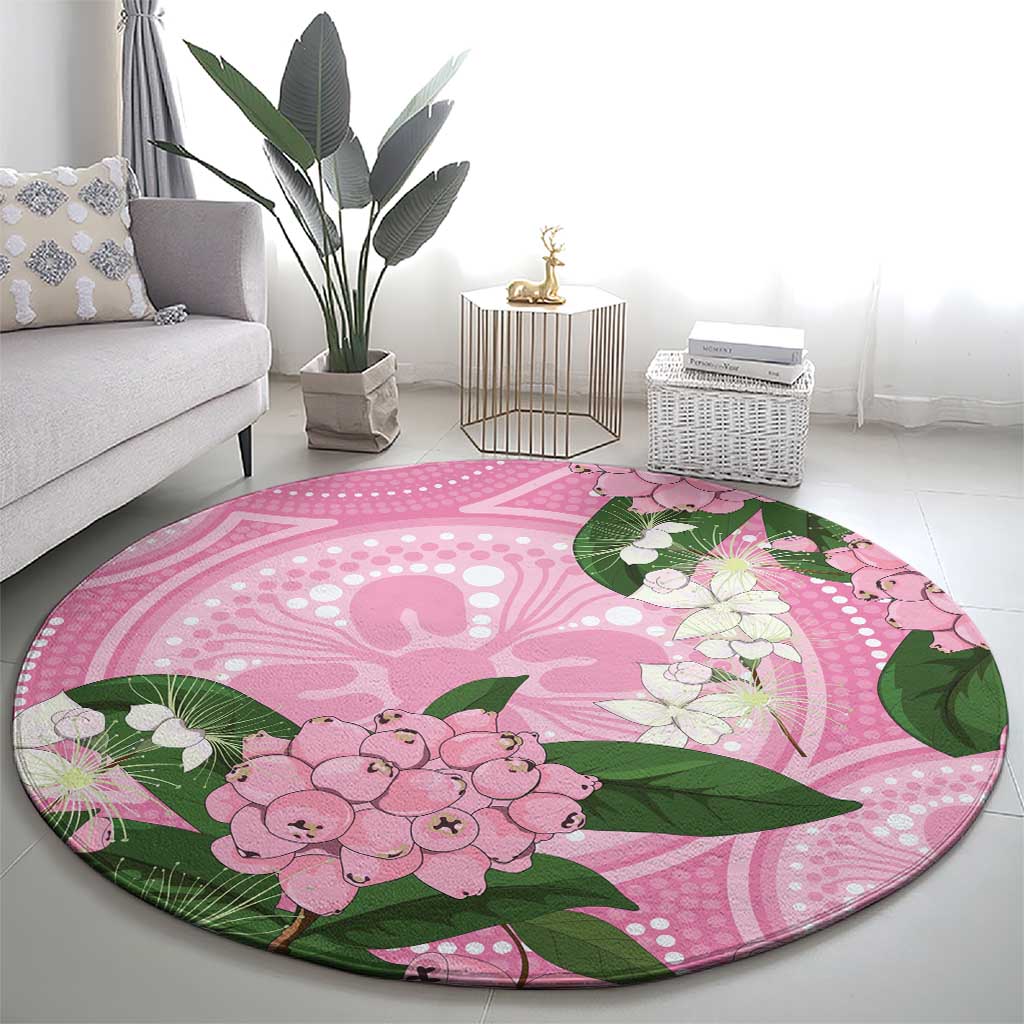 Australia Lilly Pilly Riberry Round Carpet Aussie Native Flowers Indigenous Art - Aussie Hoodie