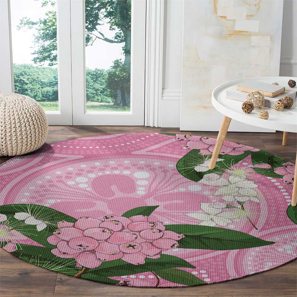 Australia Lilly Pilly Riberry Round Carpet Aussie Native Flowers Indigenous Art - Aussie Hoodie