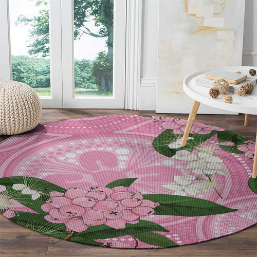 Australia Lilly Pilly Riberry Round Carpet Aussie Native Flowers Indigenous Art - Aussie Hoodie